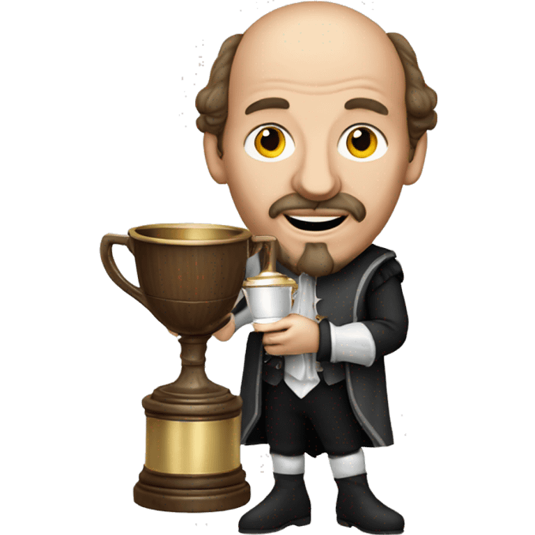 William Shakespeare holds the winner's cup in his hand emoji