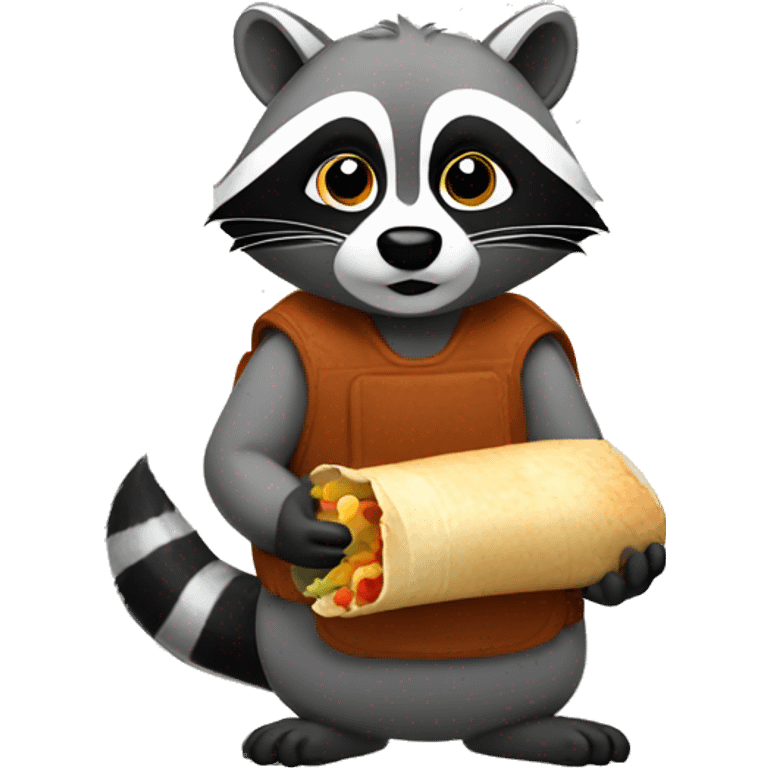 Raccoon wearing a sobrado and holding a tamale  emoji