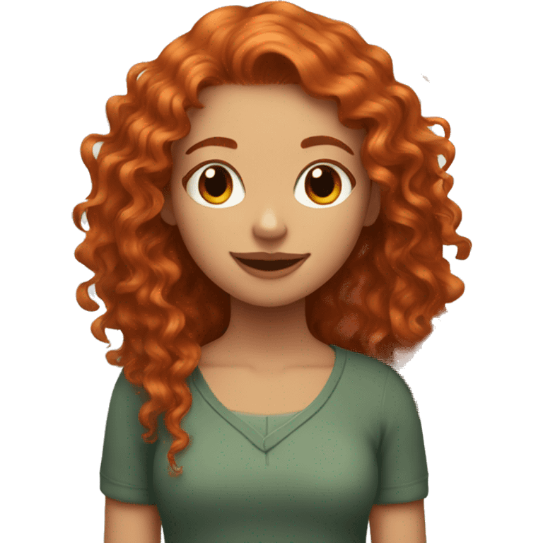 Curly Red haired girl with tabby cat emoji