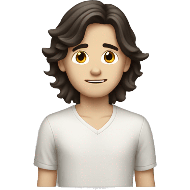 White boy with dark brown long hair  emoji