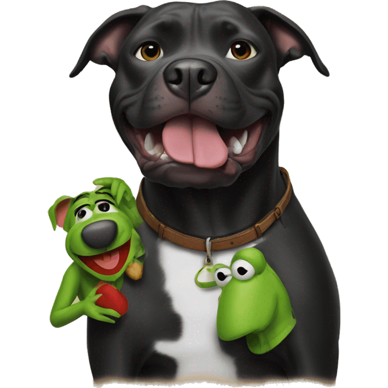 Black pitbull with the muppets emoji