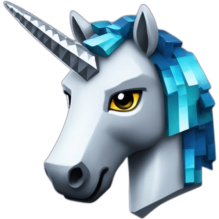 Minecraft Glitter Black Unicorn Head With Diamond Horn emoji