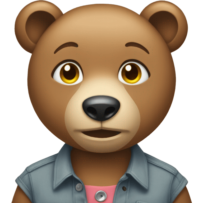 Female bear wearing a shirt with a lot of buttons emoji