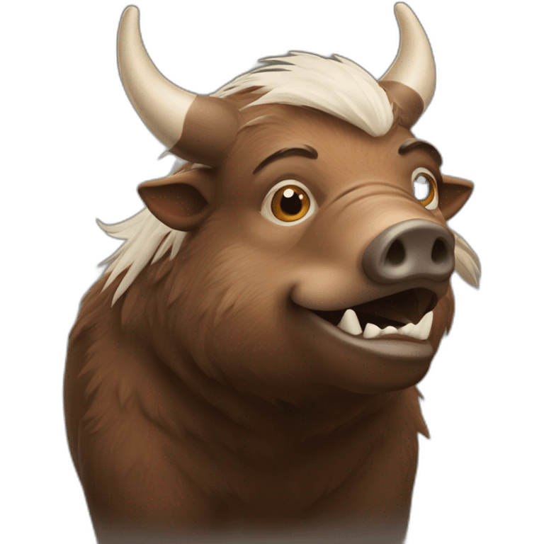 anthropomorphic brown boar with white tusks emoji