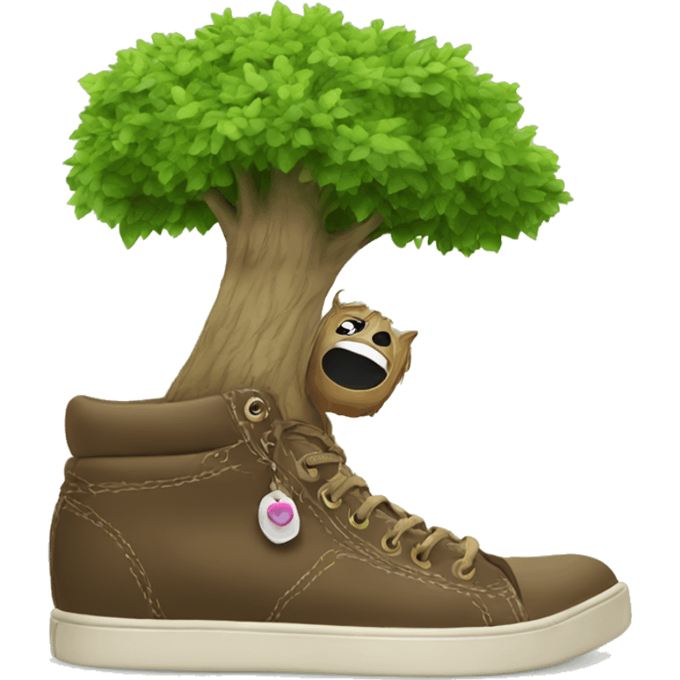 Tree hugging a shoe emoji