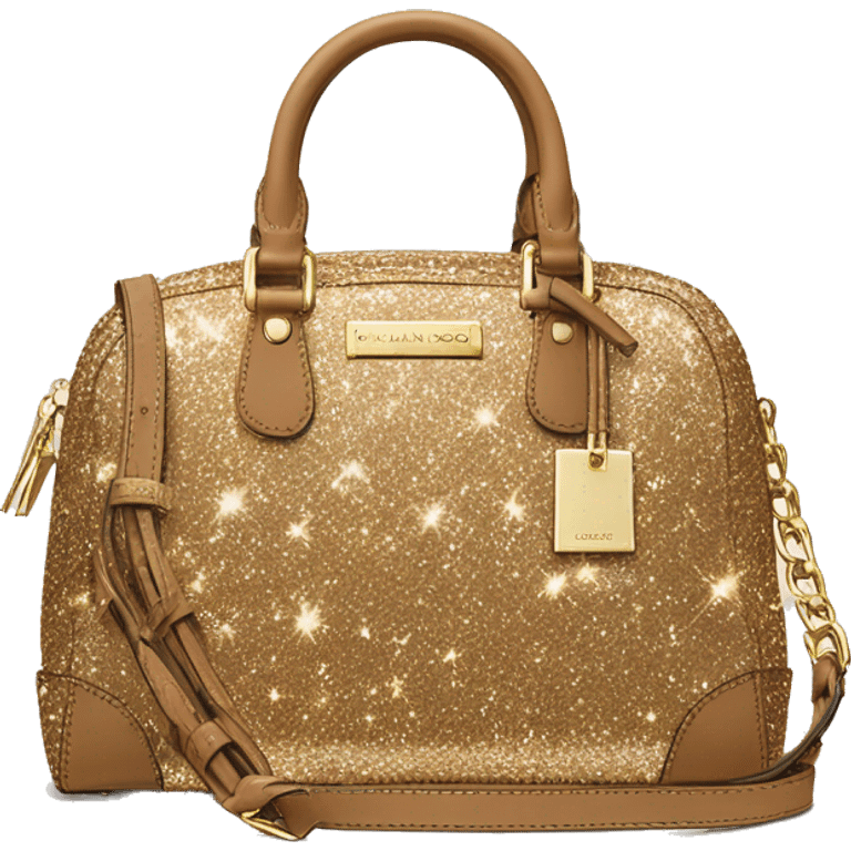 Realistic tan glitter Michael Kors satchel purse.  emoji