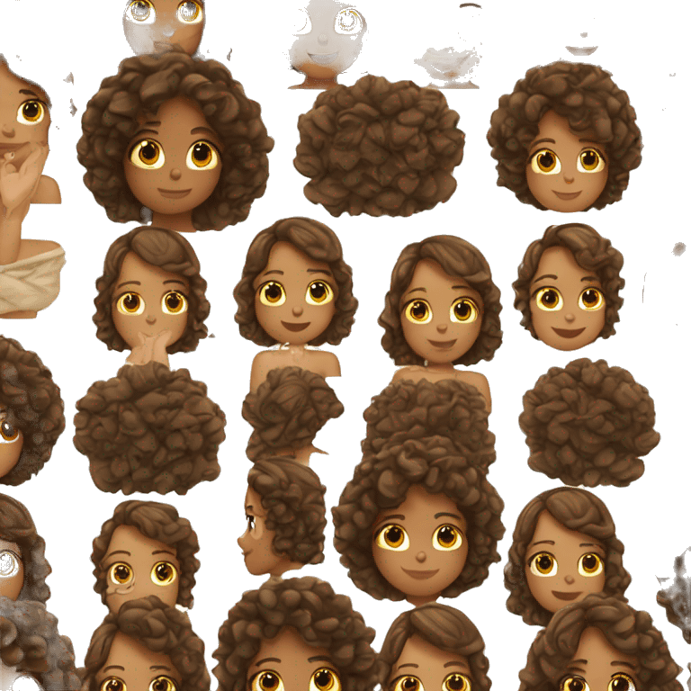 Girl with curly brown hair spa day emoji