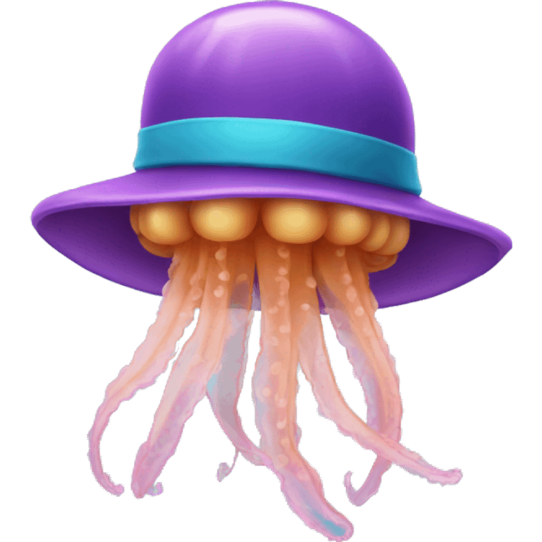 Jellyfish wearing hat emoji