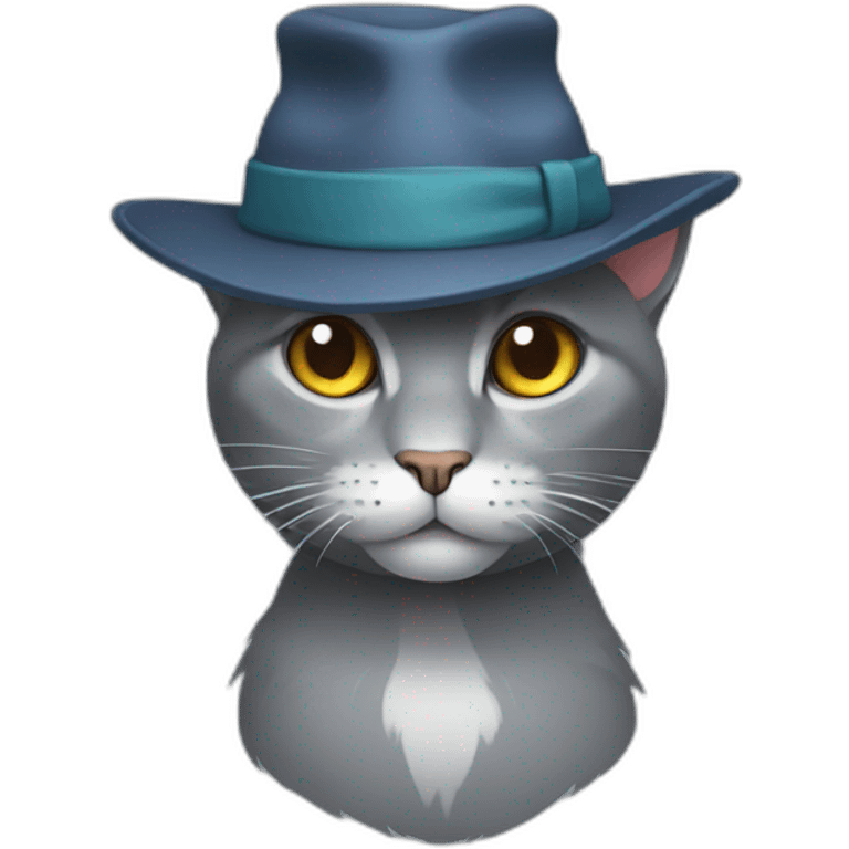 Grey Cat with hat emoji