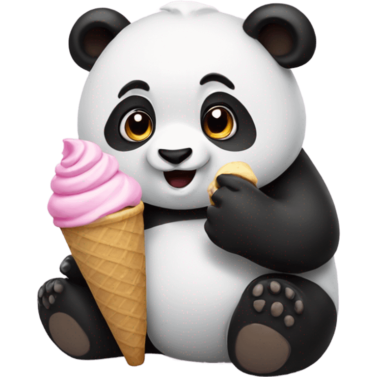 Panda eating ice cream emoji