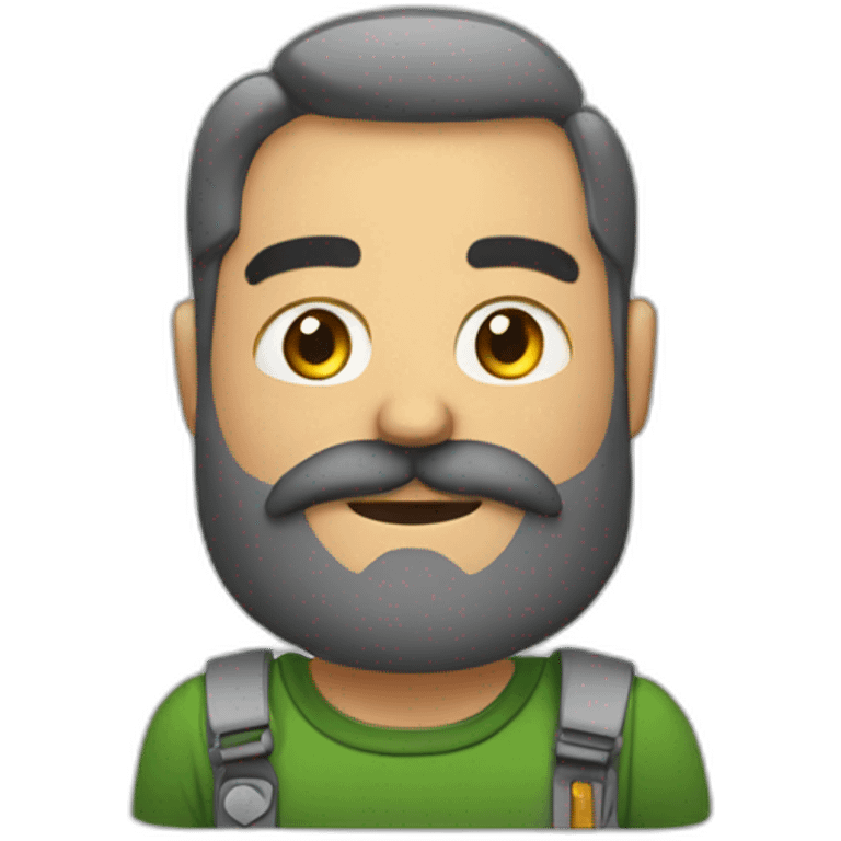 Calvo con barba y máquina de fotos emoji