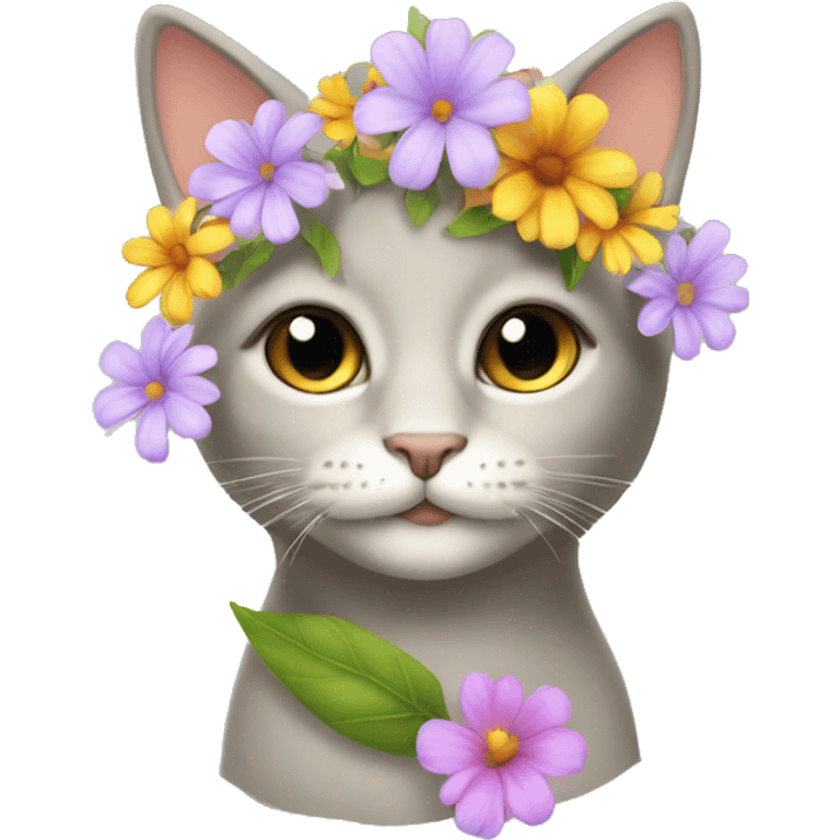 Katze mit Blume auf dem Kopf  emoji