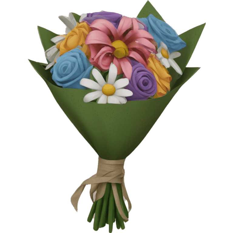 Bouquet of flowers wrapped up in newspaper emoji