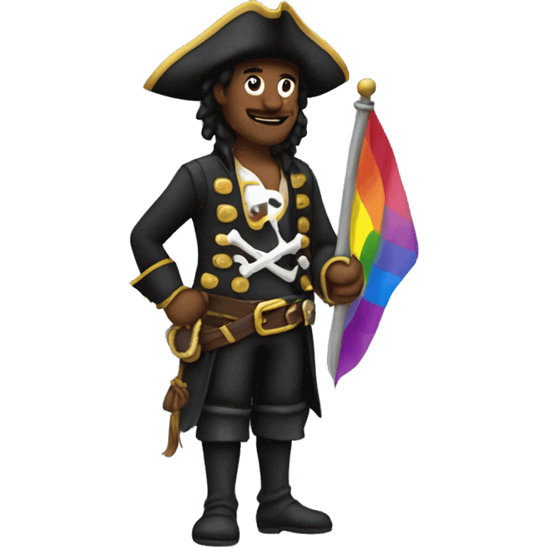 pirate holding a gay flag emoji