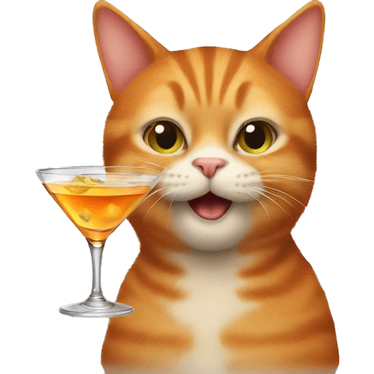 ginger cat drinking a martini emoji