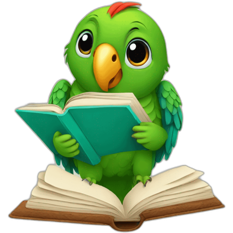 Parrot with a book emoji