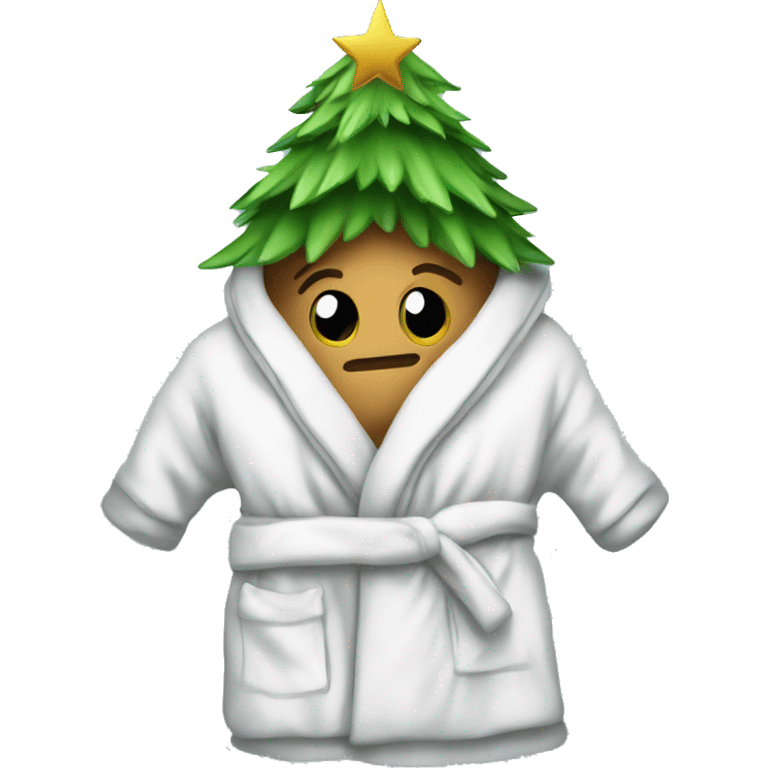 A Christmas tree wrapped up in a cozy bath robe emoji