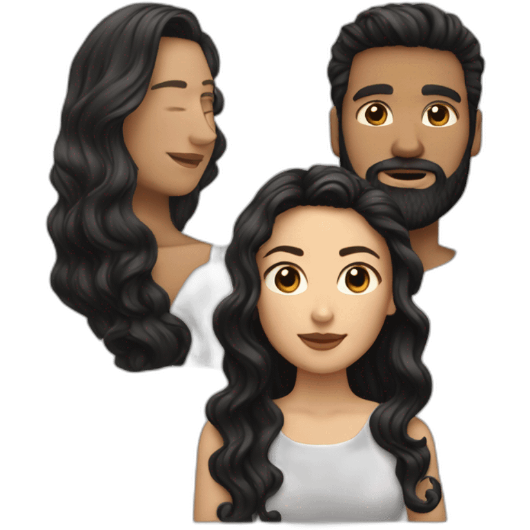 White-man-with-a-smooth-black-hair-cut-fade-and-a-black-beard-kissing-a-white-woman-with-long-brown-waved-hair emoji