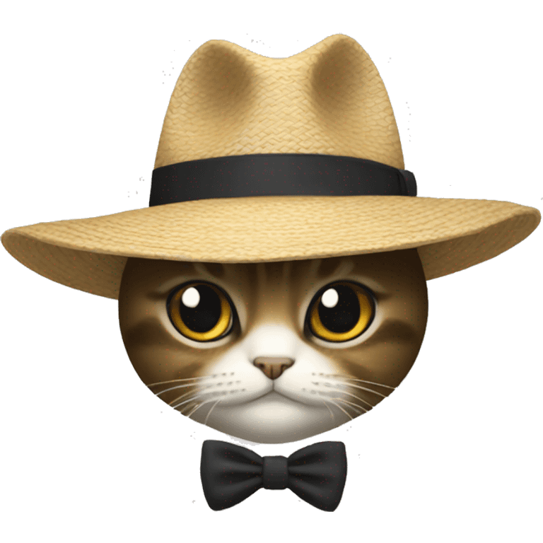 Un chat avec un chapeau noir emoji