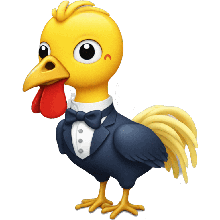 Macron sur le coq emoji