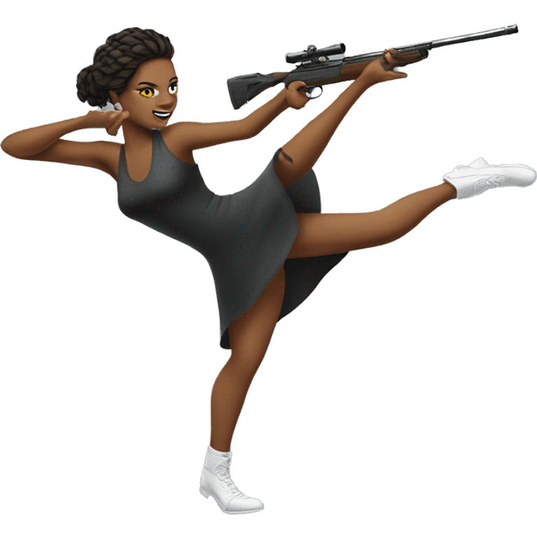 Sniper doing a high kick in a dress emoji