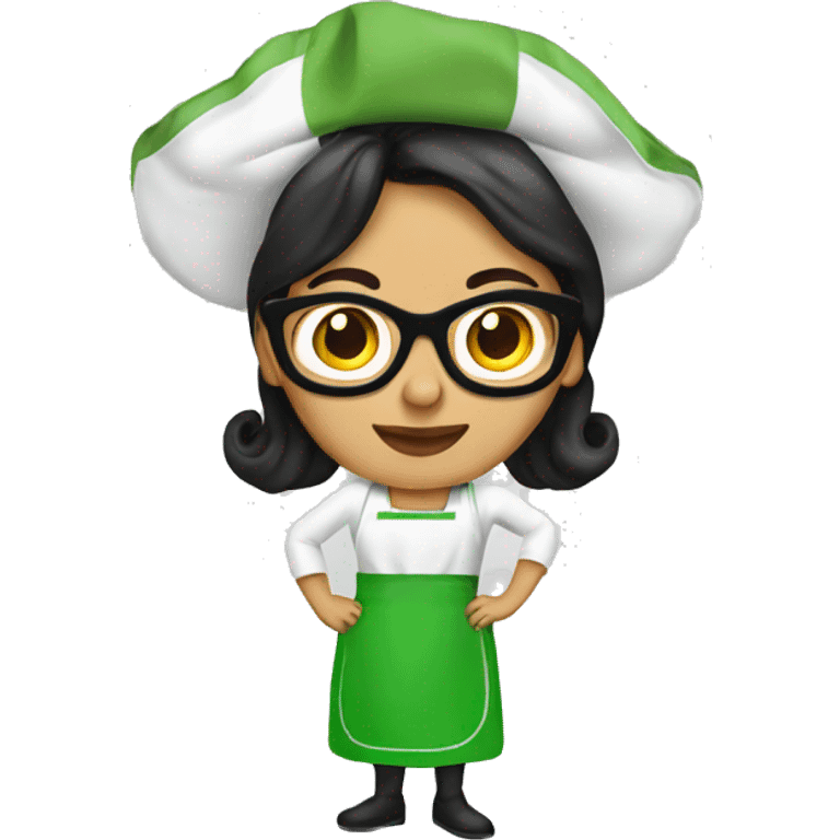 mexican lady green apron  with glasses cooking tacos emoji