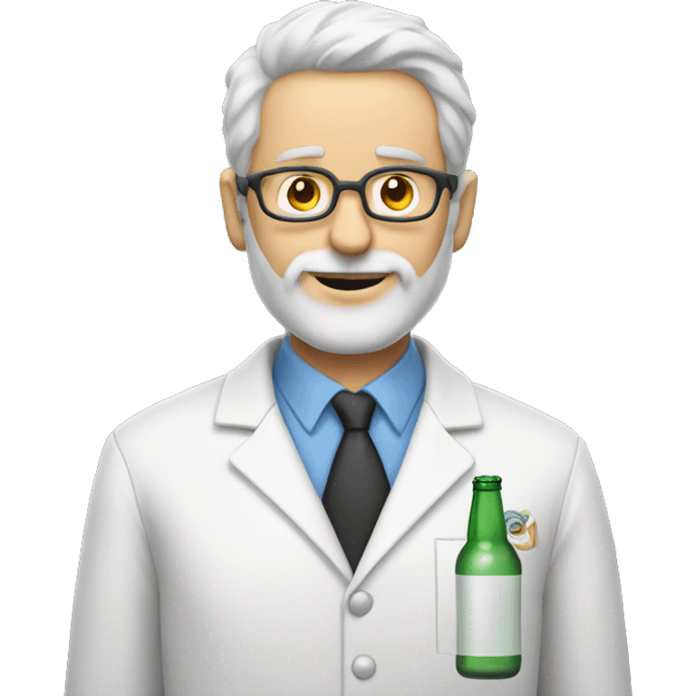 White man scientist with short facial hair and a beer emoji