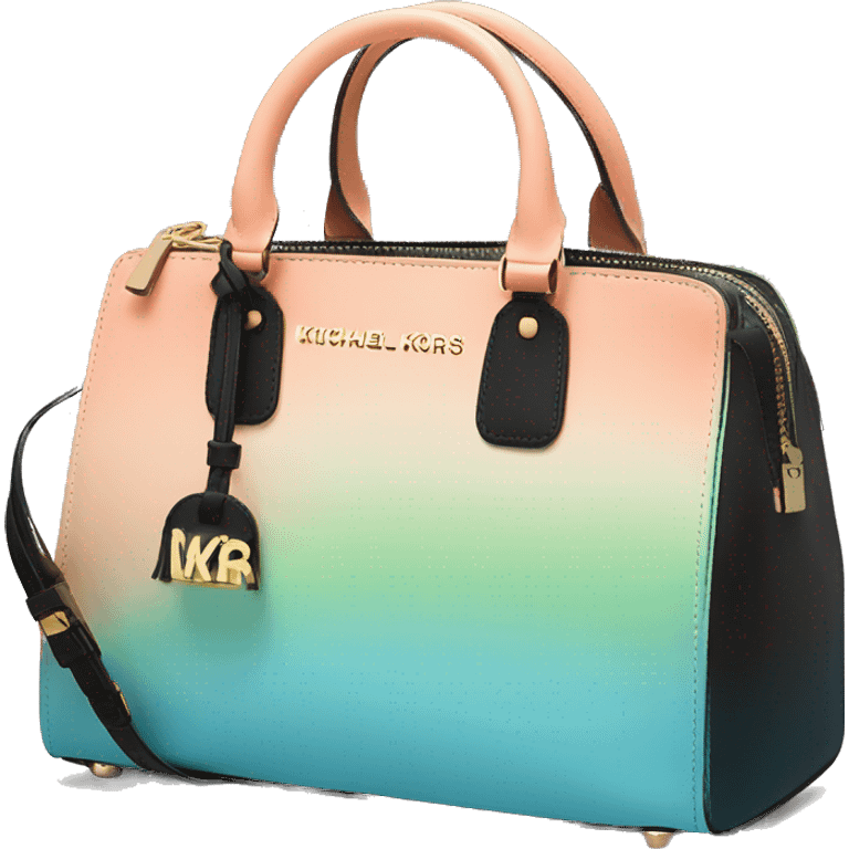 Realistic light green, light blue ,peach color ombre and black michael kors satchel purse. emoji