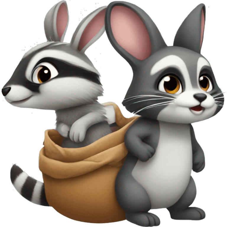 Bunny and raccoon have baby emoji