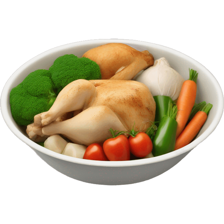 Bowl with vegetables and chicken emoji