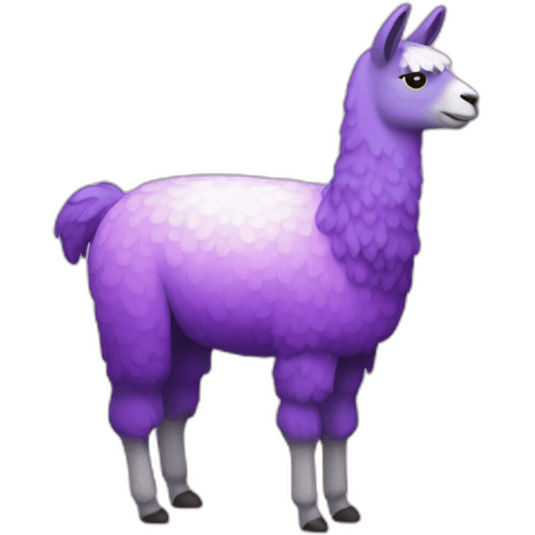 a purple llama with gradient white spots and a yellow carpet on its back is sleeping emoji