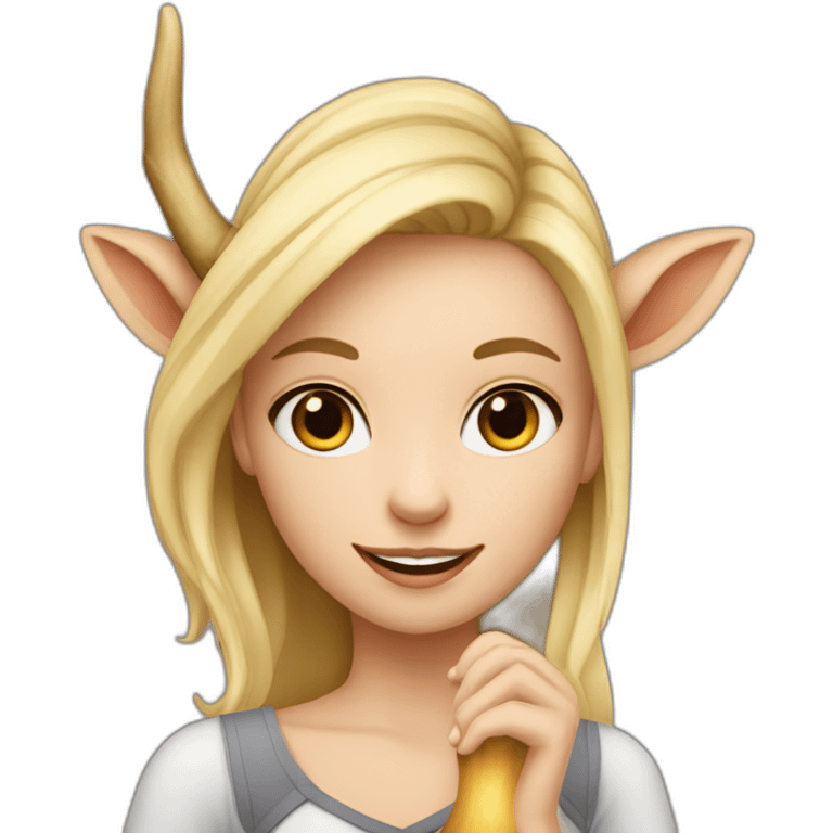 blonde girl dancer with one horn of deer in her hand emoji