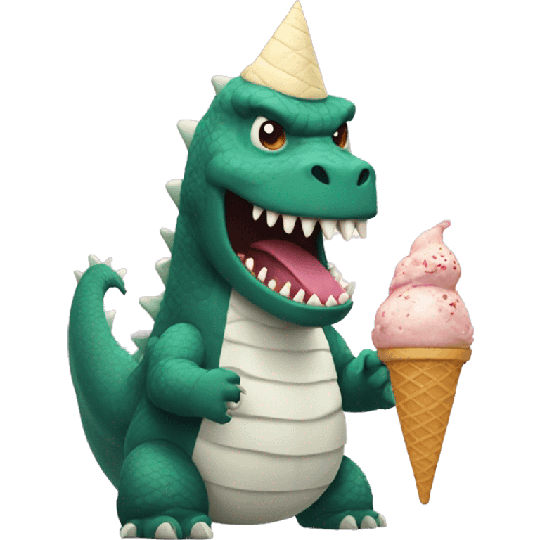 Godzilla eating an ice cream cone emoji