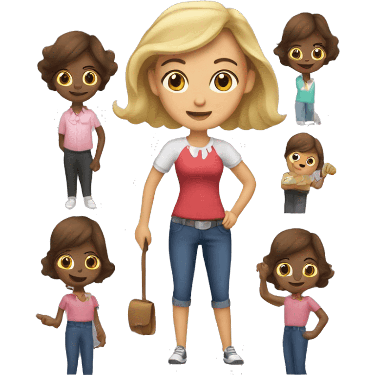 Señora con cuatro hijas  emoji