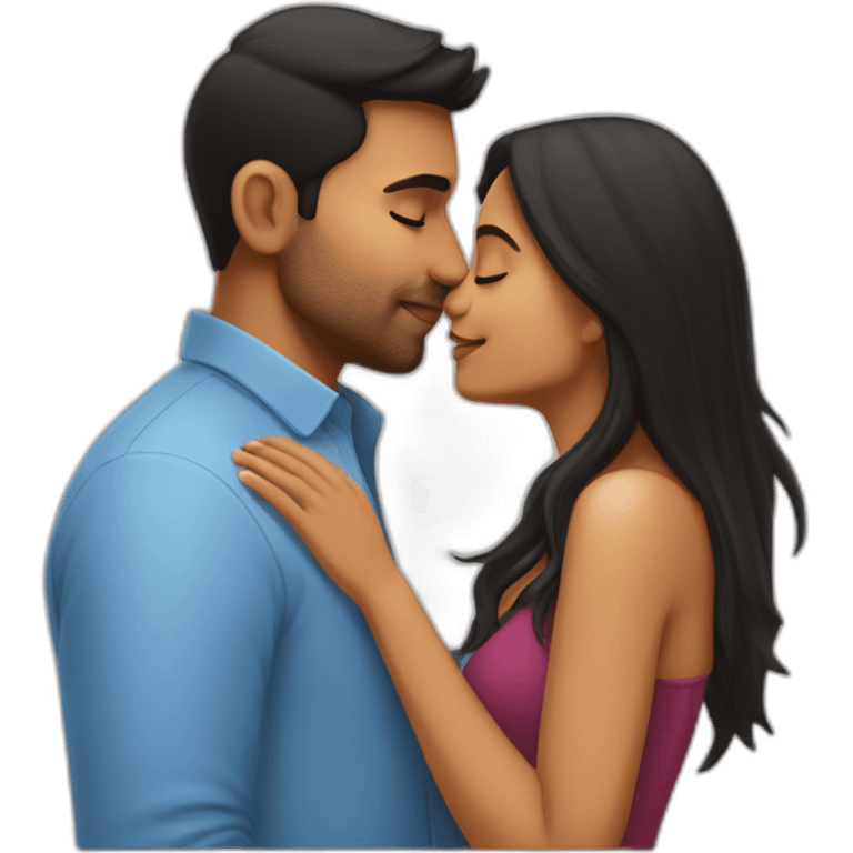 short Indian girlfriend kissing her caucasian boyfriend emoji