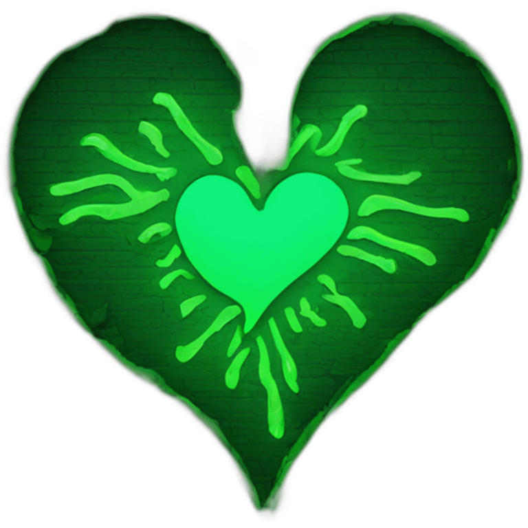 Neon green broken heart emoji