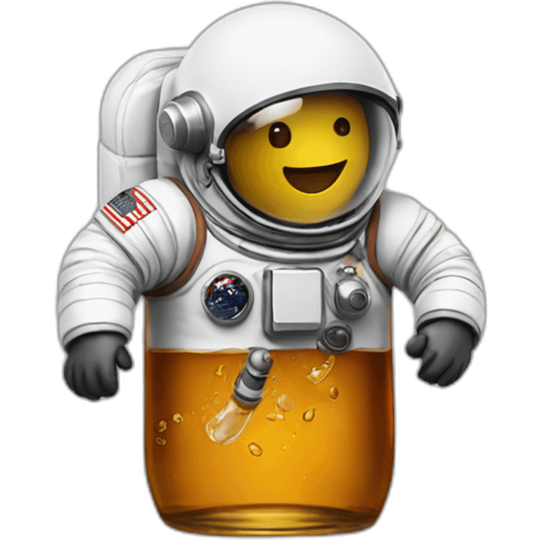 Astronaut with helmet closed swimming in a whiskey bottle emoji