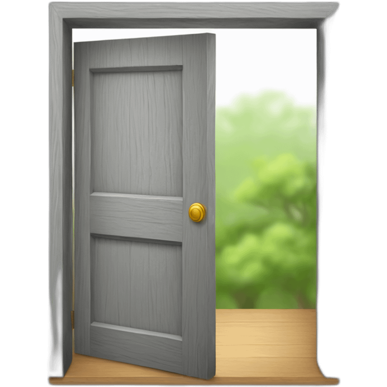 One gray wood open door perspective emoji