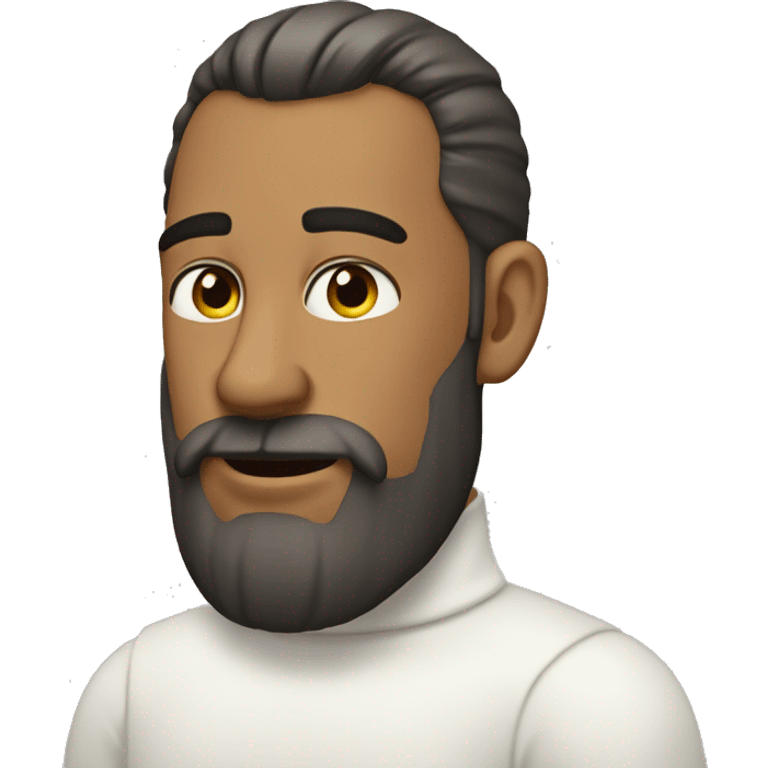 a man with a beard and a ponytail in a white turtleneck emoji