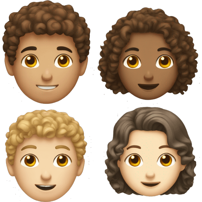 brown curly haired white boy and brown straight haired white girl emoji