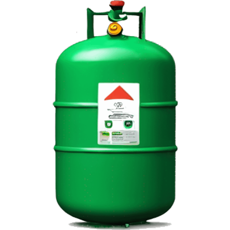 Propane tank with green lid and Johnson Oil on it emoji