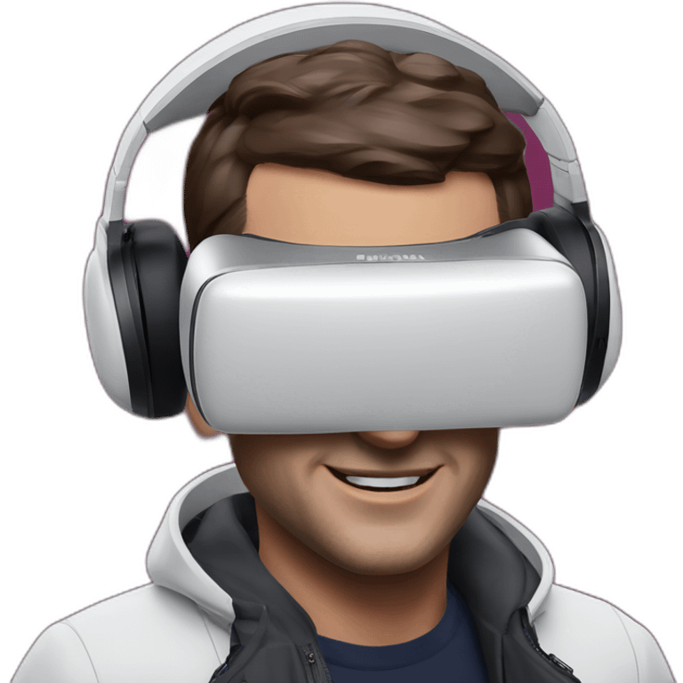 Emanuel Macron with oculus quest white headset emoji