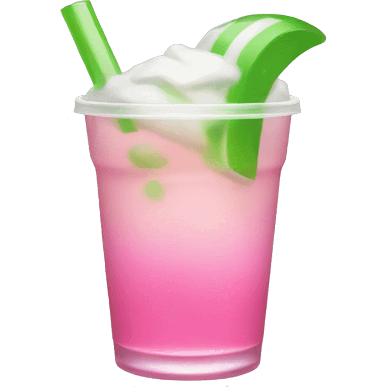 Pink and green drink emoji