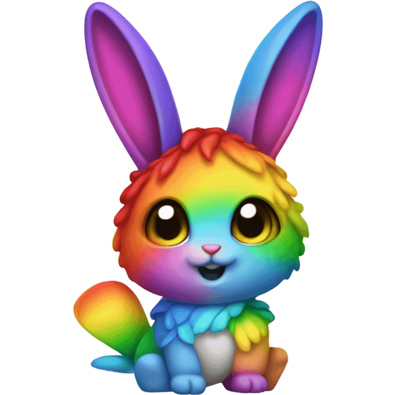 rainbow bunny with rainbow fishtail tail wearing rainbow pirate clothes emoji