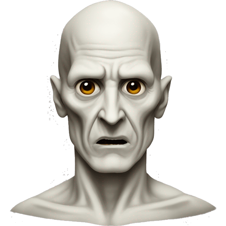 lord voldemort without nose. Angry. Super realistic. Just like in the movies emoji