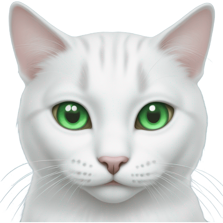 White cat with a green eye and a blue eye emoji