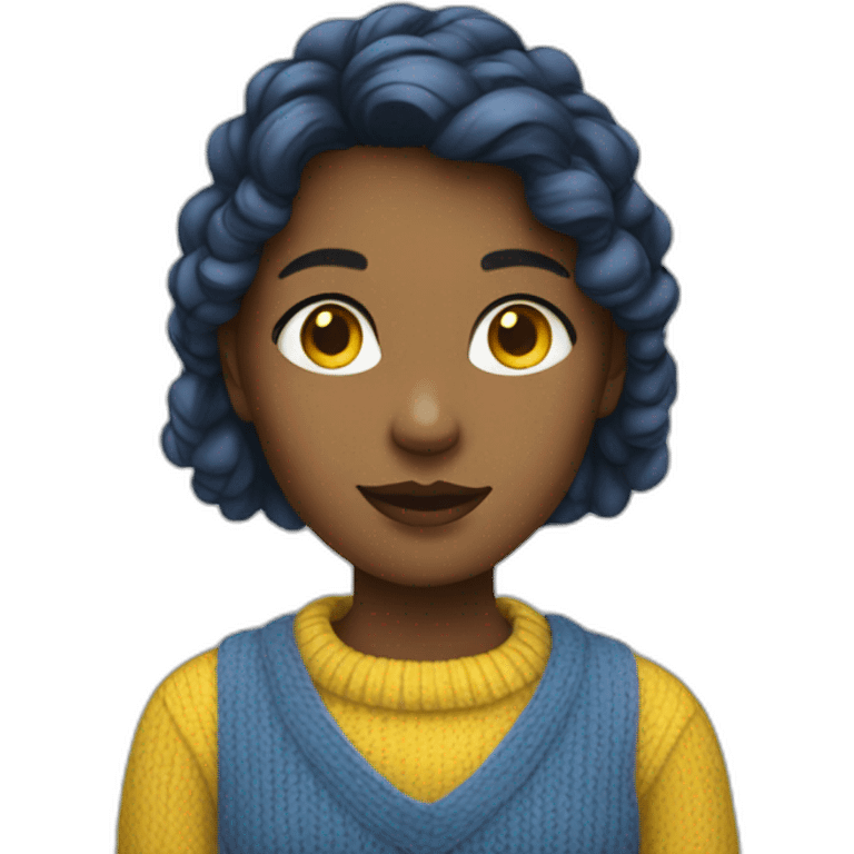 Girl in blue and yellow sweater emoji