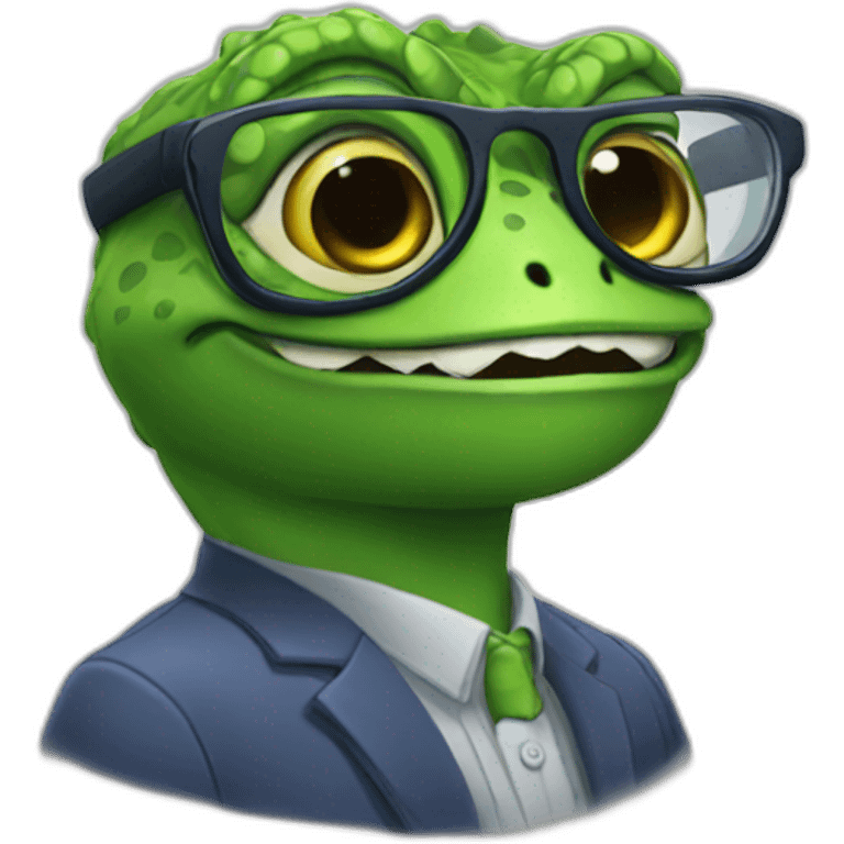 Nerdy cartoon geko emoji