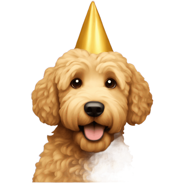 A golden doodle dog celebration  emoji