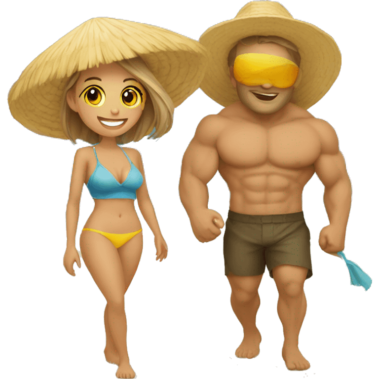 Pareja en playa emoji